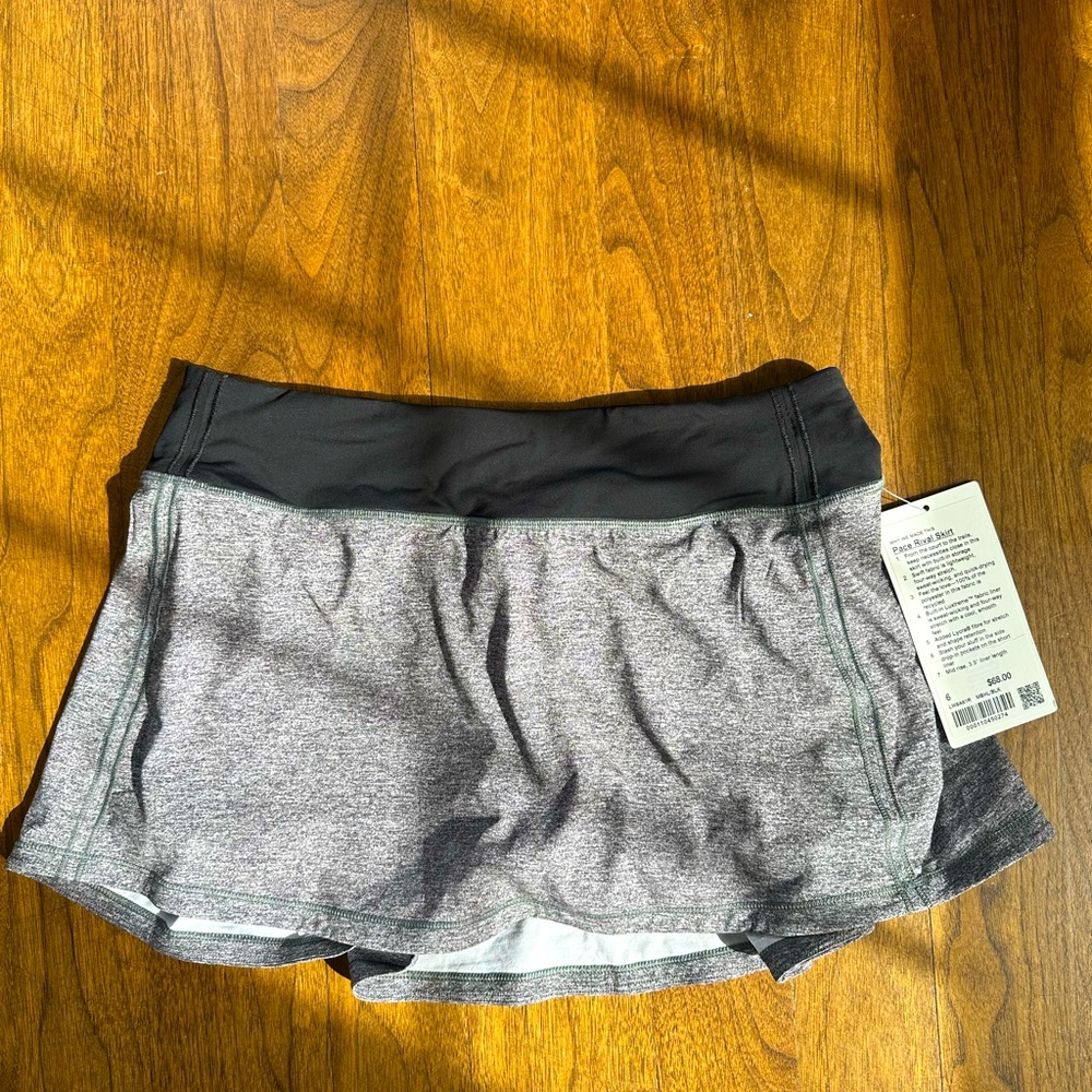 Lululemon Pace Rival Mid-Rise Skirt, heather lux multi/black, Size 6